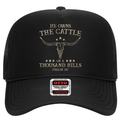 He Owns the Cattle on a Thousand Hills Psalm 50 Vintage Cow Trucker Hat
