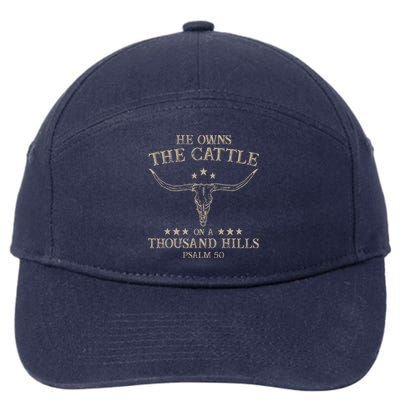 He Owns the Cattle on a Thousand Hills Psalm 50 Vintage Cow 7-Panel Snapback Hat