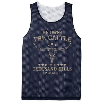 He Owns the Cattle on a Thousand Hills Psalm 50 Vintage Cow Mesh Reversible Basketball Jersey Tank