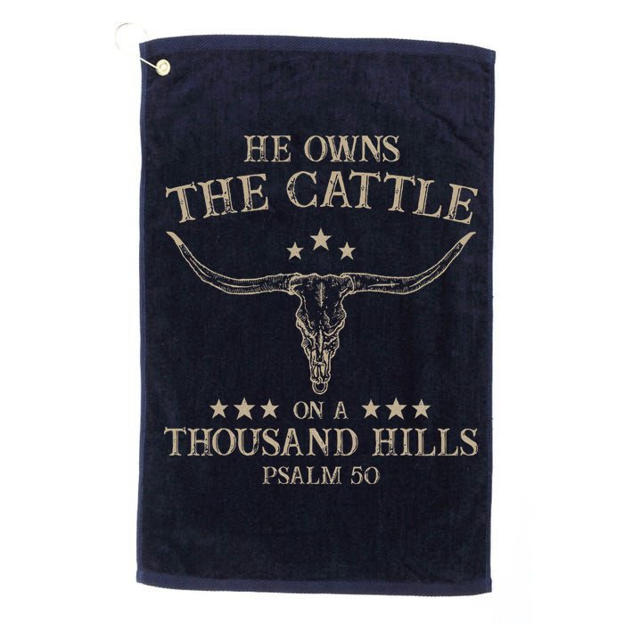 He Owns the Cattle on a Thousand Hills Psalm 50 Vintage Cow Golf Towel