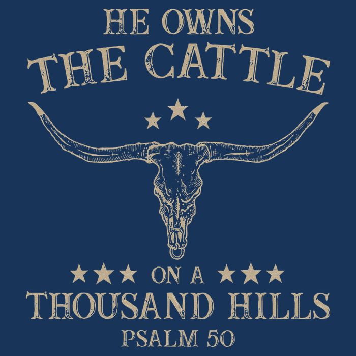 He Owns the Cattle on a Thousand Hills Psalm 50 Vintage Cow Golf Towel