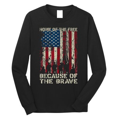 Home Of The Free Because Of The Brave American Flag Long Sleeve Shirt