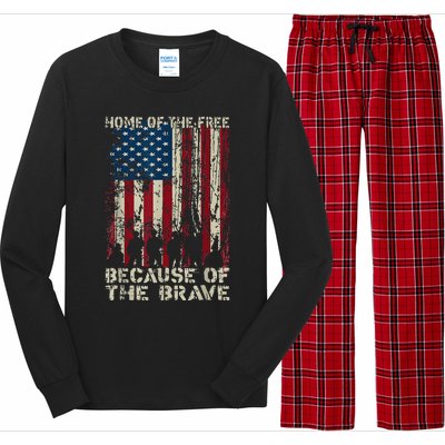 Home Of The Free Because Of The Brave American Flag Long Sleeve Pajama Set