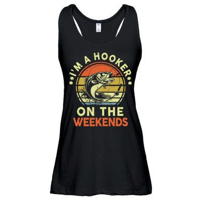 Hooker On The Weekend Father Day Gift Funny Bass Dad Fishing Ladies Essential Flowy Tank