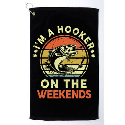 Hooker On The Weekend Father Day Gift Funny Bass Dad Fishing Golf Towel