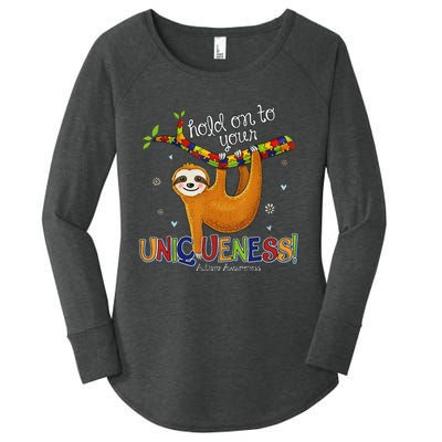 Hold On To Your Uniqueness Sloth Autism Awareness Women's Perfect Tri Tunic Long Sleeve Shirt