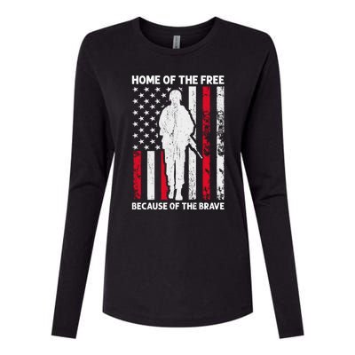 Home Of The Free Because Of The Brave American Veteran Funny Gift Womens Cotton Relaxed Long Sleeve T-Shirt