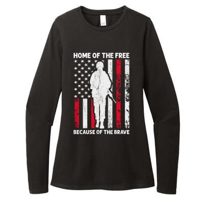 Home Of The Free Because Of The Brave American Veteran Funny Gift Womens CVC Long Sleeve Shirt