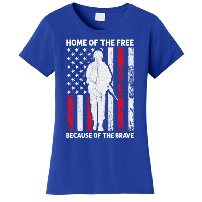 Home Of The Free Because Of The Brave American Veteran Funny Gift Women's T-Shirt