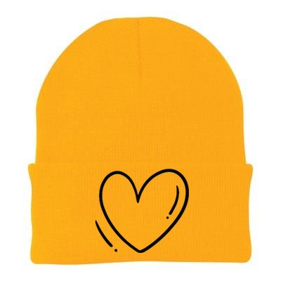 Heart On The Chest Outline Drawing Heart Minimalistic Knit Cap Winter Beanie