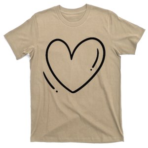 Heart On The Chest Outline Drawing Heart Minimalistic T-Shirt