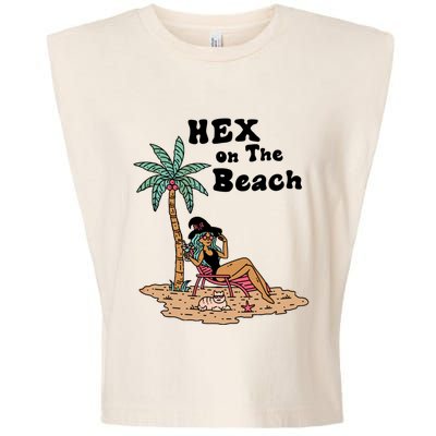 Hex On The Beach Hello Summer Vibes Beach Vacay Retro 70s Gift Garment-Dyed Women's Muscle Tee