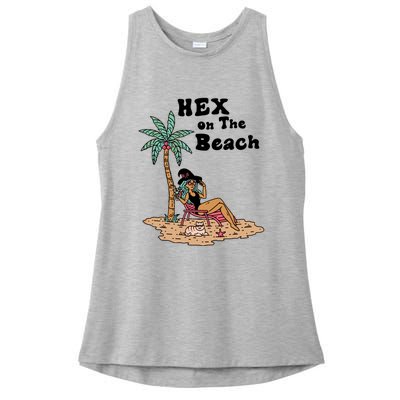 Hex On The Beach Hello Summer Vibes Beach Vacay Retro 70s Gift Ladies PosiCharge Tri-Blend Wicking Tank