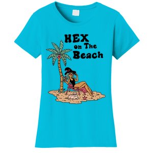 Hex On The Beach Hello Summer Vibes Beach Vacay Retro 70s Gift Women's T-Shirt