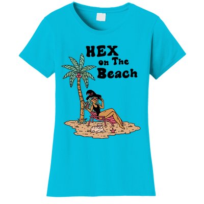 Hex On The Beach Hello Summer Vibes Beach Vacay Retro 70s Gift Women's T-Shirt