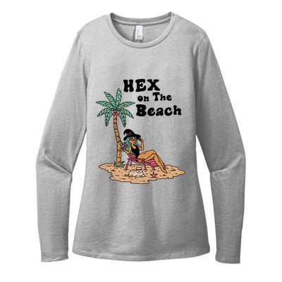 Hex On The Beach Hello Summer Vibes Beach Vacay Retro 70s Gift Womens CVC Long Sleeve Shirt