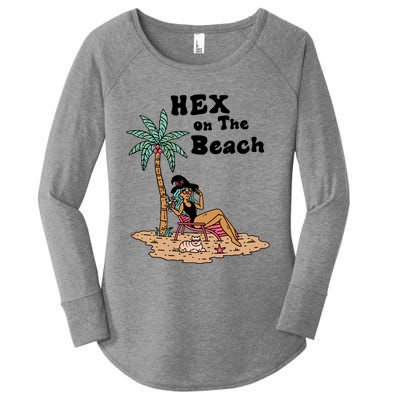 Hex On The Beach Hello Summer Vibes Beach Vacay Retro 70s Gift Women's Perfect Tri Tunic Long Sleeve Shirt