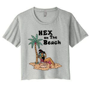 Hex On The Beach Hello Summer Vibes Beach Vacay Retro 70s Gift Women's Crop Top Tee