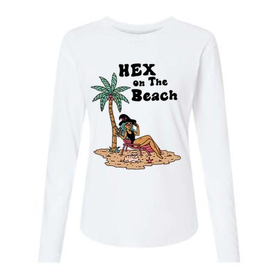 Hex On The Beach Hello Summer Vibes Beach Vacay Retro 70s Gift Womens Cotton Relaxed Long Sleeve T-Shirt