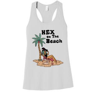 Hex On The Beach Hello Summer Vibes Beach Vacay Retro 70s Gift Women's Racerback Tank