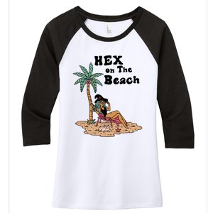 Hex On The Beach Hello Summer Vibes Beach Vacay Retro 70s Gift Women's Tri-Blend 3/4-Sleeve Raglan Shirt