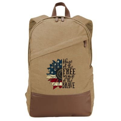 Home of the Free because of the Brave American Sunflower Cotton Canvas Backpack