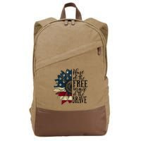 Home of the Free because of the Brave American Sunflower Cotton Canvas Backpack