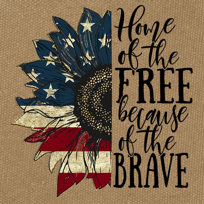 Home of the Free because of the Brave American Sunflower Cotton Canvas Backpack