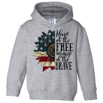 Home of the Free because of the Brave American Sunflower Toddler Hoodie