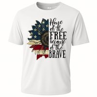 Home of the Free because of the Brave American Sunflower Cooling Performance Crew T-Shirt