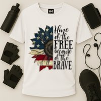 Home of the Free because of the Brave American Sunflower Cooling Performance Crew T-Shirt