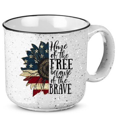 Home of the Free because of the Brave American Sunflower 15oz Campfire Ceramic Mug