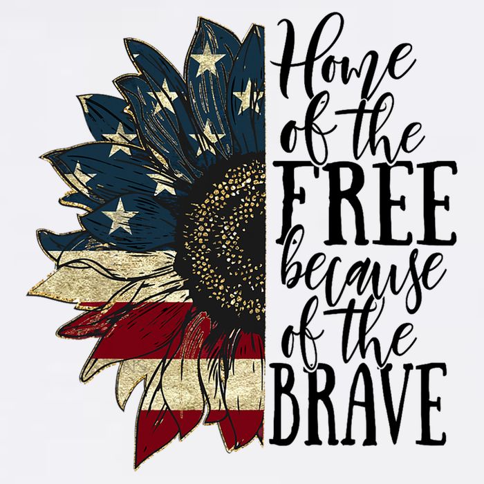 Home of the Free because of the Brave American Sunflower Flat Bill Trucker Hat