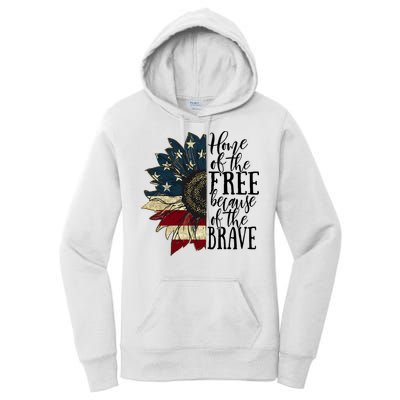 Home of the Free because of the Brave American Sunflower Women's Pullover Hoodie