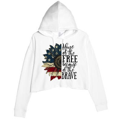 Home of the Free because of the Brave American Sunflower Crop Fleece Hoodie