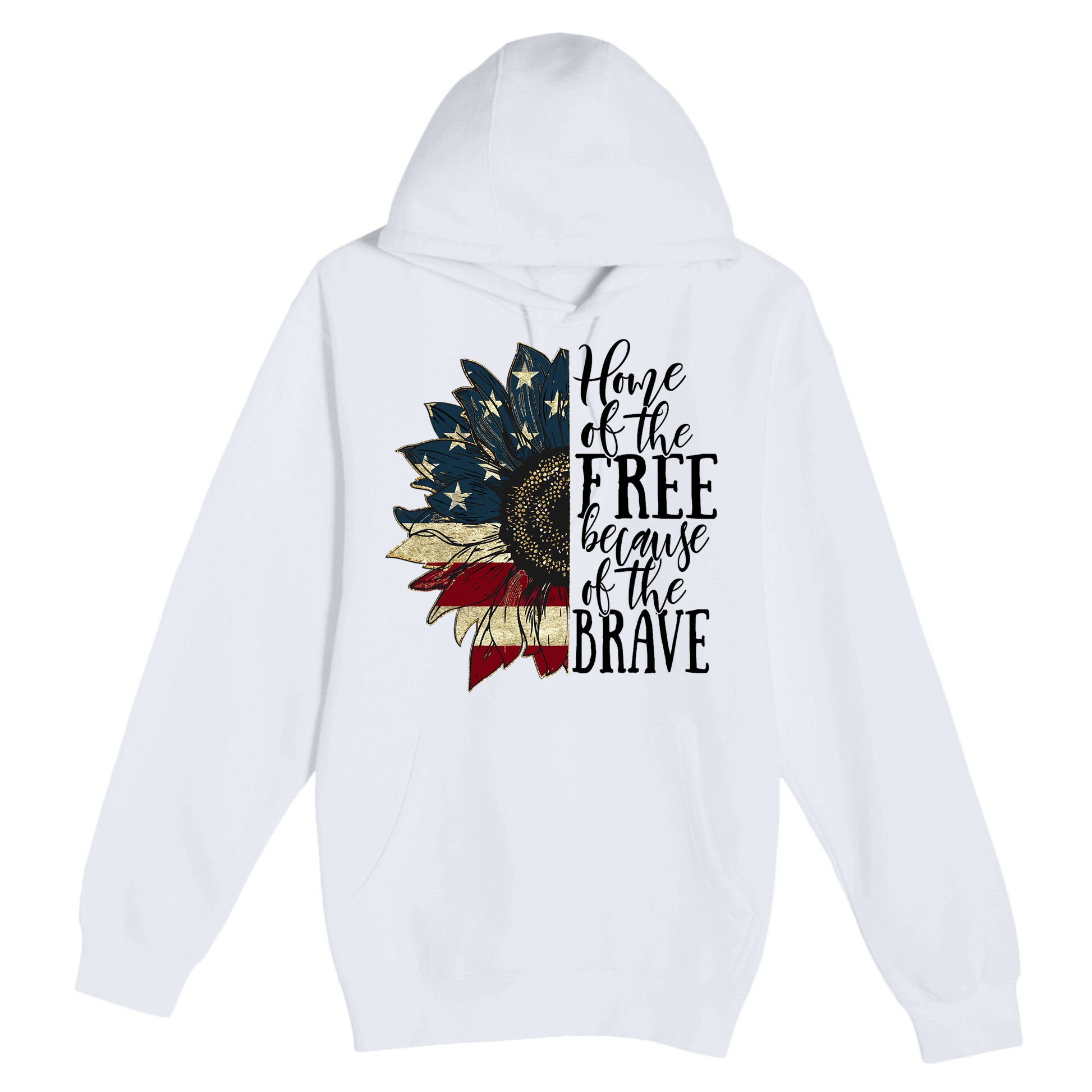 Home of the Free because of the Brave American Sunflower Premium Pullover Hoodie