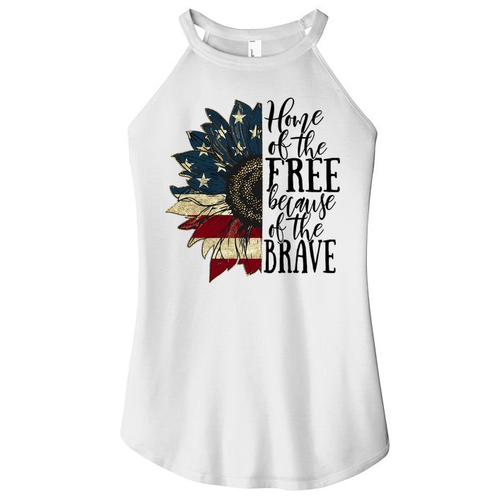 Home of the Free because of the Brave American Sunflower Women's Perfect Tri Rocker Tank