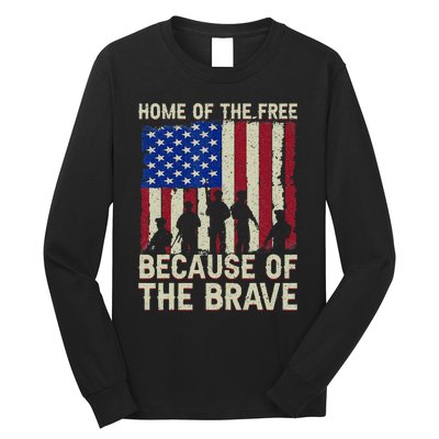 Home Of The Free Because Of The Brave American Flag 4th July Long Sleeve Shirt