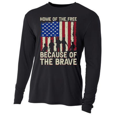 Home Of The Free Because Of The Brave American Flag 4th July Cooling Performance Long Sleeve Crew