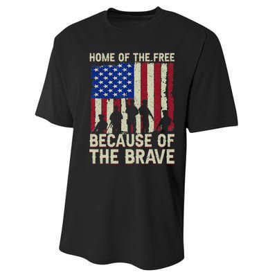 Home Of The Free Because Of The Brave American Flag 4th July Performance Sprint T-Shirt