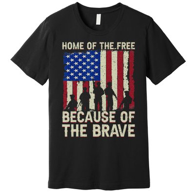 Home Of The Free Because Of The Brave American Flag 4th July Premium T-Shirt