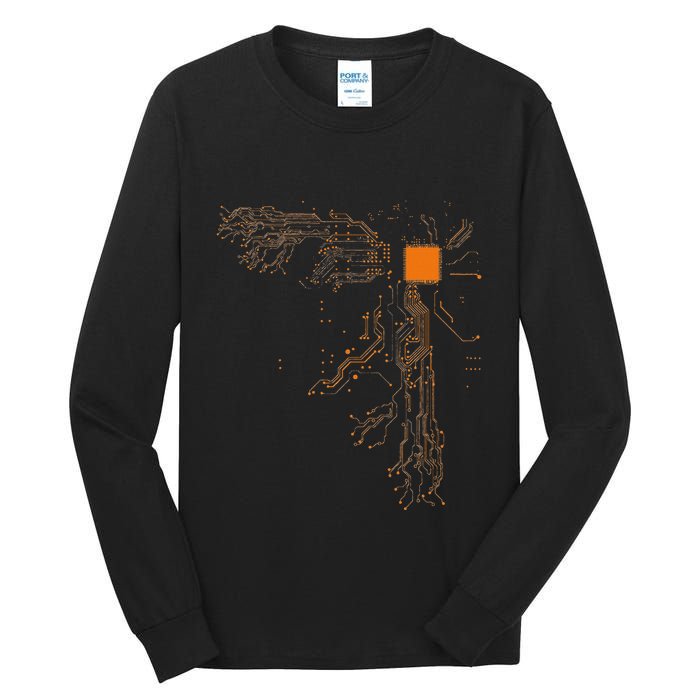 Heart Of The Tech Nerd Computer Core Processor Tall Long Sleeve T-Shirt