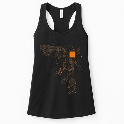 Heart Of The Tech Nerd Computer Core Processor Women's Racerback Tank