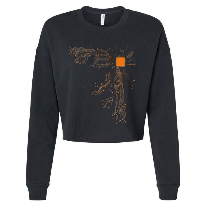 Heart Of The Tech Nerd Computer Core Processor Cropped Pullover Crew