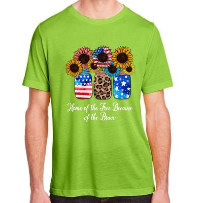 Home Of The Free Because Of The Brave Sunflower 4th Of July Gift Adult ChromaSoft Performance T-Shirt