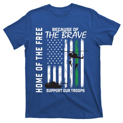 Home Of The Free Because Of The Brave Thin Green Line Flag Gift T-Shirt