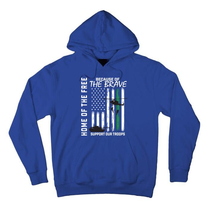 Home Of The Free Because Of The Brave Thin Green Line Flag Gift Tall Hoodie