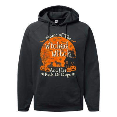 Home Of The Wicked Witch And Her Pack Of Dog Funny Halloween Performance Fleece Hoodie