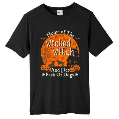 Home Of The Wicked Witch And Her Pack Of Dog Funny Halloween Tall Fusion ChromaSoft Performance T-Shirt