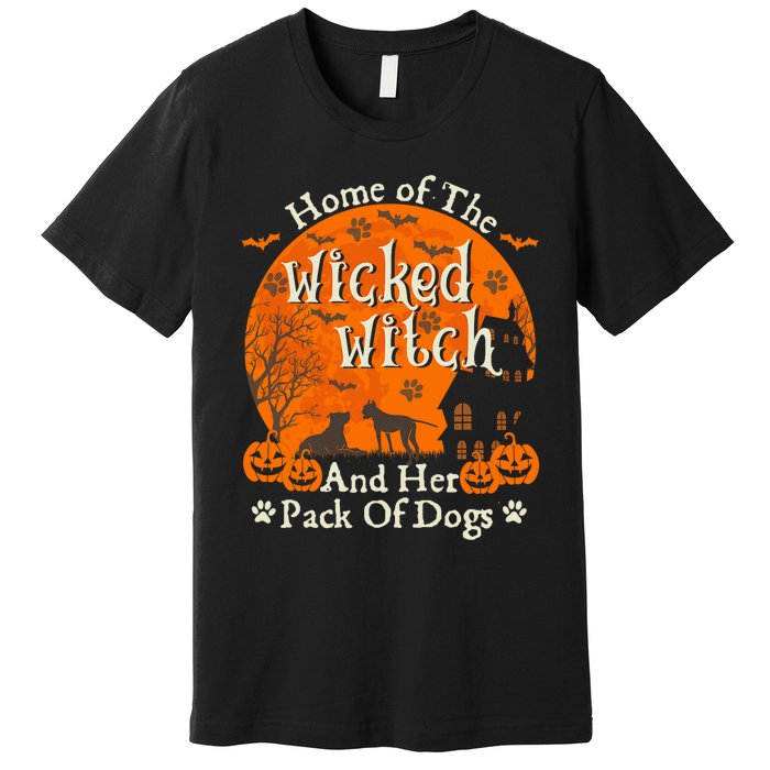 Home Of The Wicked Witch And Her Pack Of Dog Funny Halloween Premium T-Shirt